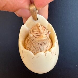 Razza Easter egg chick vintage Signed 70a hatching chicken pendant